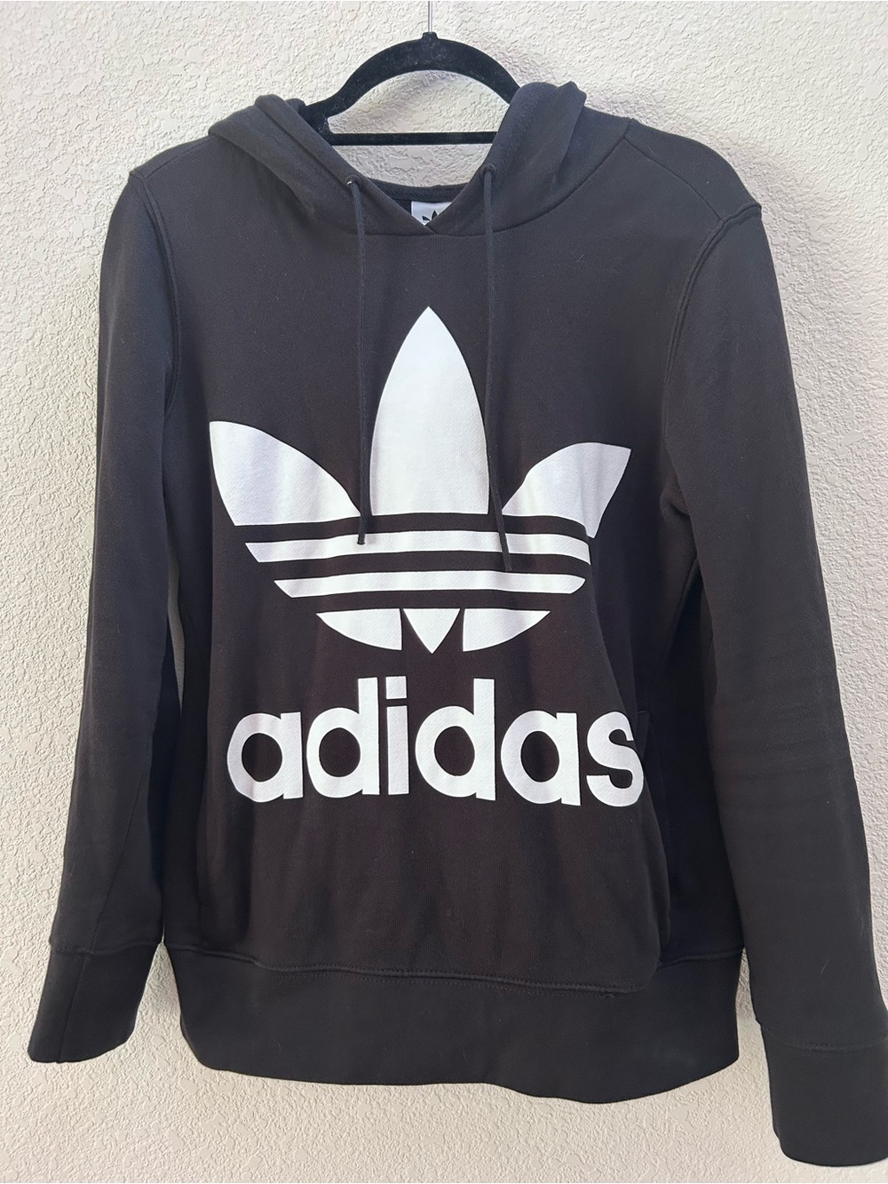 Adidas Black and White Trefoil Pullover Hoodie Size XS